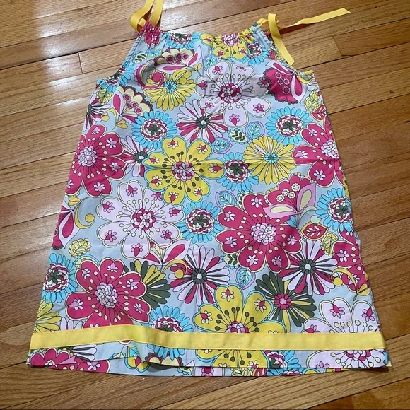 Hanna Andersson Girls Floral Summer Dress Size 130 / 8 Y Shoulder Tie A-Line EUC - Picture 5 of 8
